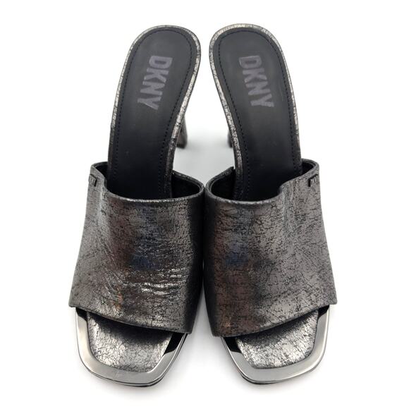 DKNY Bronx Open Toe Pump Heel Sandal Women's Dark Gunmetal Size US7M EU37.5B - Picture 9 of 10